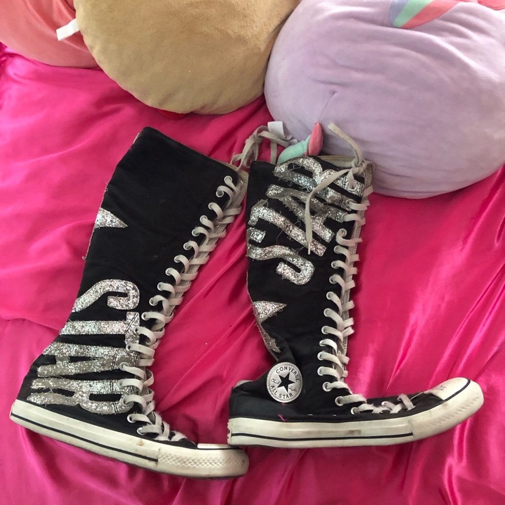 Converse Black and Silver Knee-High Sneakers